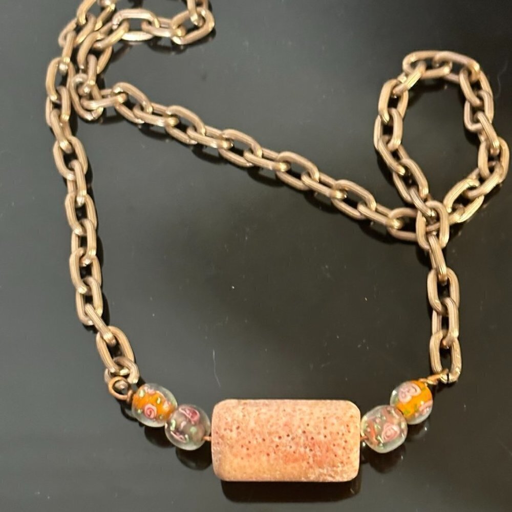 Genuine Coral Natural Untreated Floral Beads Chain Necklace Boho Gift  Hippie - Picture 3 of 4